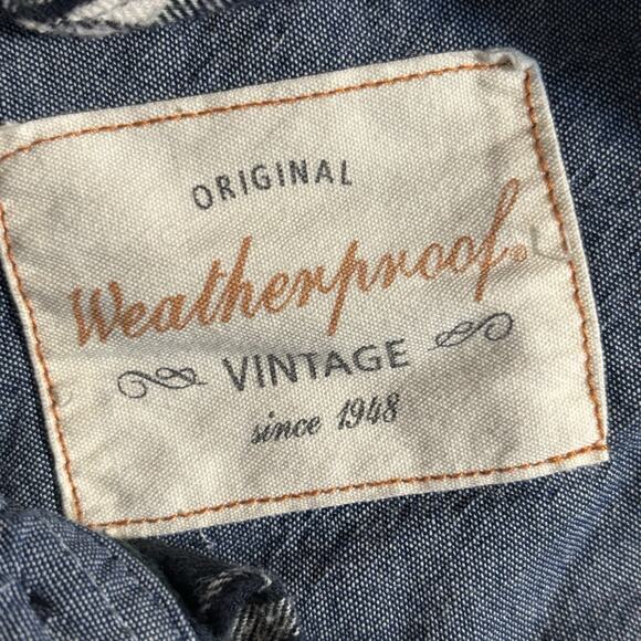 Men's Large Weatherproof Vintage Flannel Shirt Black White Plaid Button Up - Picture 2 of 7